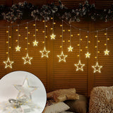 Sparkling 12 Stars LED Curtain String Lights 8 Modes Home Decoration