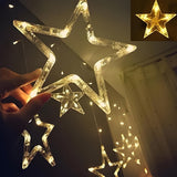 Sparkling 12 Stars LED Curtain String Lights 8 Modes Home Decoration