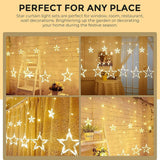 Sparkling 12 Stars LED Curtain String Lights 8 Modes Home Decoration