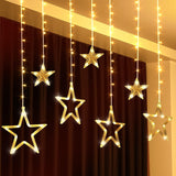 Sparkling 12 Stars LED Curtain String Lights 8 Modes Home Decoration