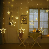Sparkling 12 Stars LED Curtain String Lights 8 Modes Home Decoration